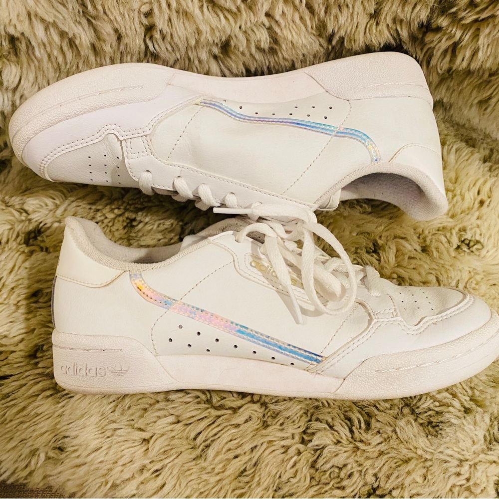 Adidas white holographic sneakers